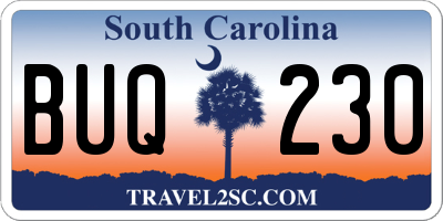 SC license plate BUQ230
