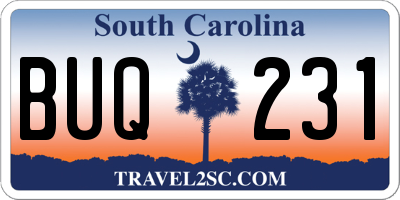 SC license plate BUQ231