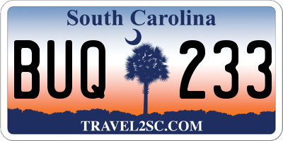 SC license plate BUQ233