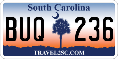 SC license plate BUQ236