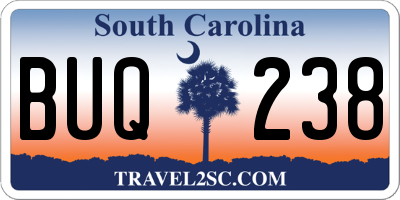 SC license plate BUQ238