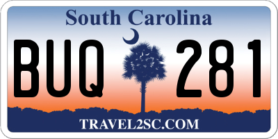 SC license plate BUQ281