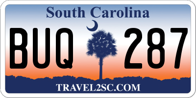 SC license plate BUQ287