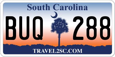 SC license plate BUQ288