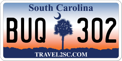 SC license plate BUQ302