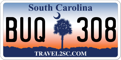SC license plate BUQ308