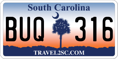 SC license plate BUQ316