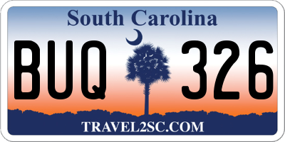 SC license plate BUQ326