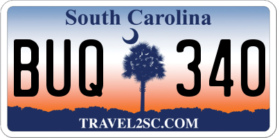 SC license plate BUQ340