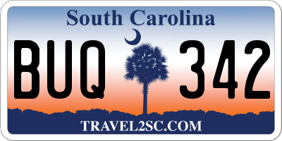 SC license plate BUQ342
