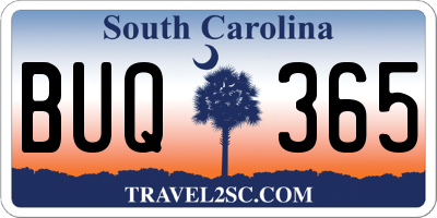 SC license plate BUQ365