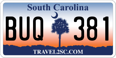 SC license plate BUQ381