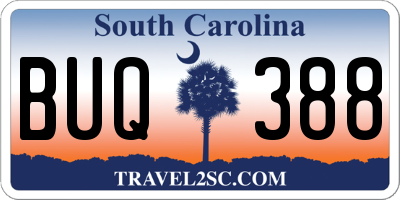 SC license plate BUQ388