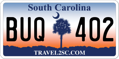 SC license plate BUQ402