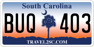 SC license plate BUQ403