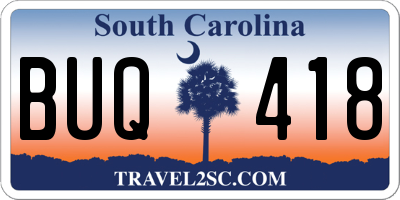 SC license plate BUQ418