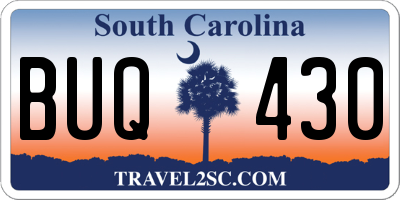 SC license plate BUQ430