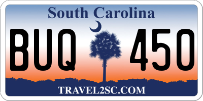 SC license plate BUQ450