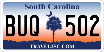 SC license plate BUQ502