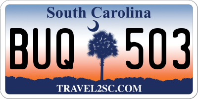SC license plate BUQ503