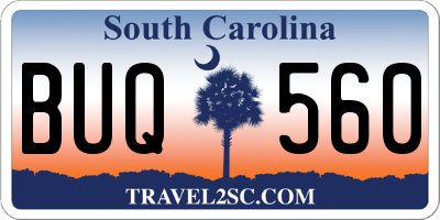 SC license plate BUQ560