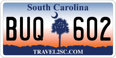 SC license plate BUQ602