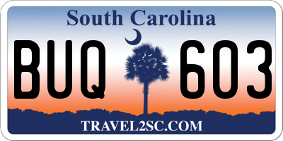 SC license plate BUQ603