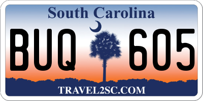 SC license plate BUQ605