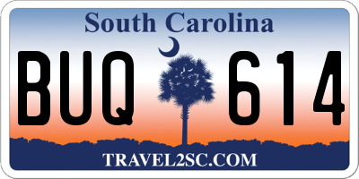 SC license plate BUQ614
