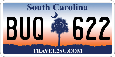 SC license plate BUQ622