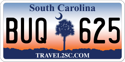 SC license plate BUQ625