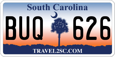 SC license plate BUQ626