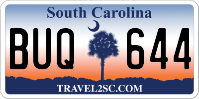 SC license plate BUQ644