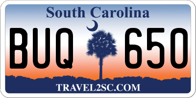 SC license plate BUQ650