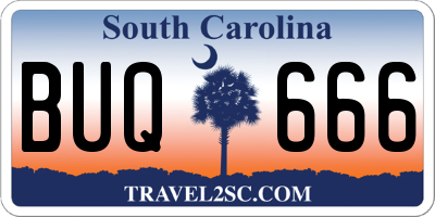 SC license plate BUQ666
