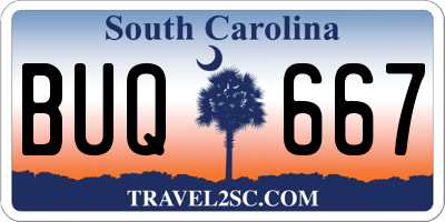 SC license plate BUQ667