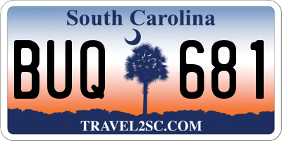 SC license plate BUQ681