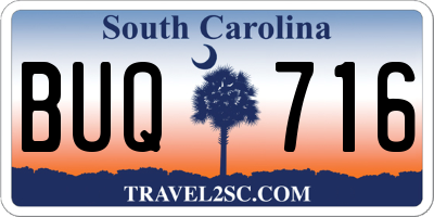 SC license plate BUQ716