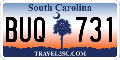 SC license plate BUQ731