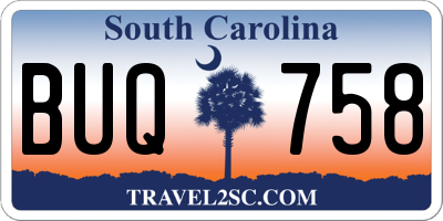 SC license plate BUQ758