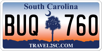 SC license plate BUQ760