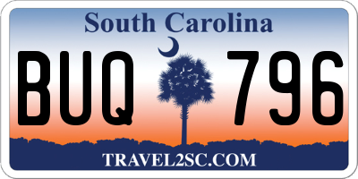 SC license plate BUQ796