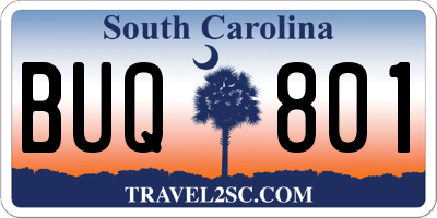 SC license plate BUQ801