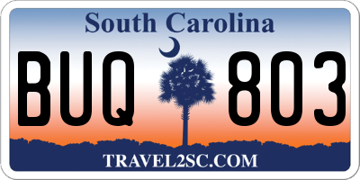 SC license plate BUQ803