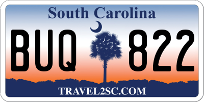 SC license plate BUQ822