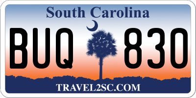 SC license plate BUQ830