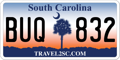 SC license plate BUQ832