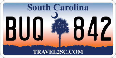 SC license plate BUQ842