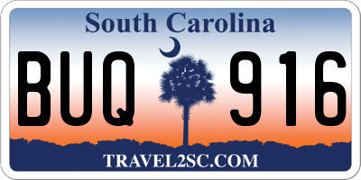 SC license plate BUQ916