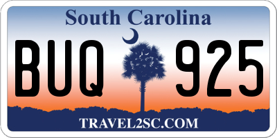 SC license plate BUQ925